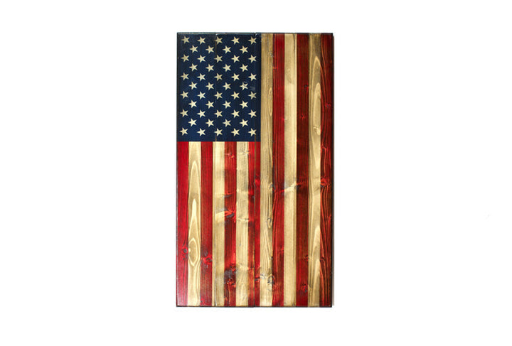 Vertical Wood American Flag