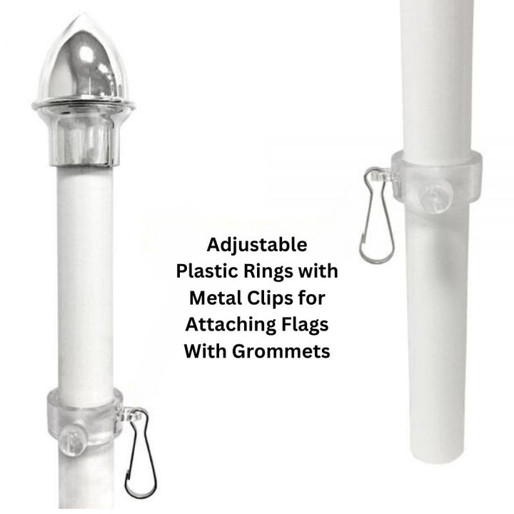 ADJUSTABLE CLIPS FOR FLAG ON THE 10 FT WHITE IN-GROUND FLAGPOLE