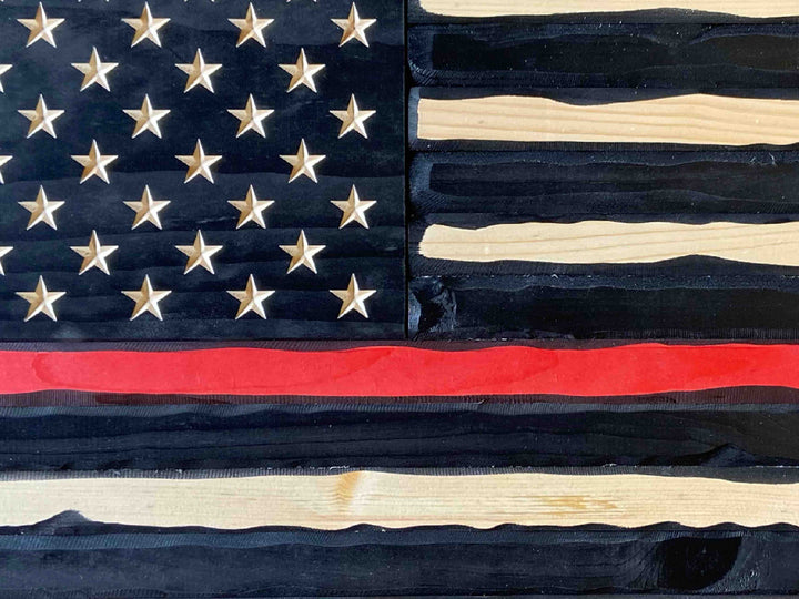 Flags of Valor Thin Red Line Wooden American Flag