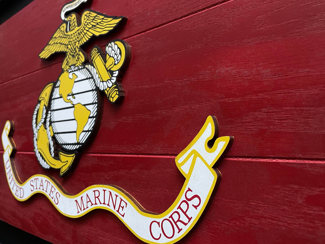 Marine Corps Wood Flag Side View