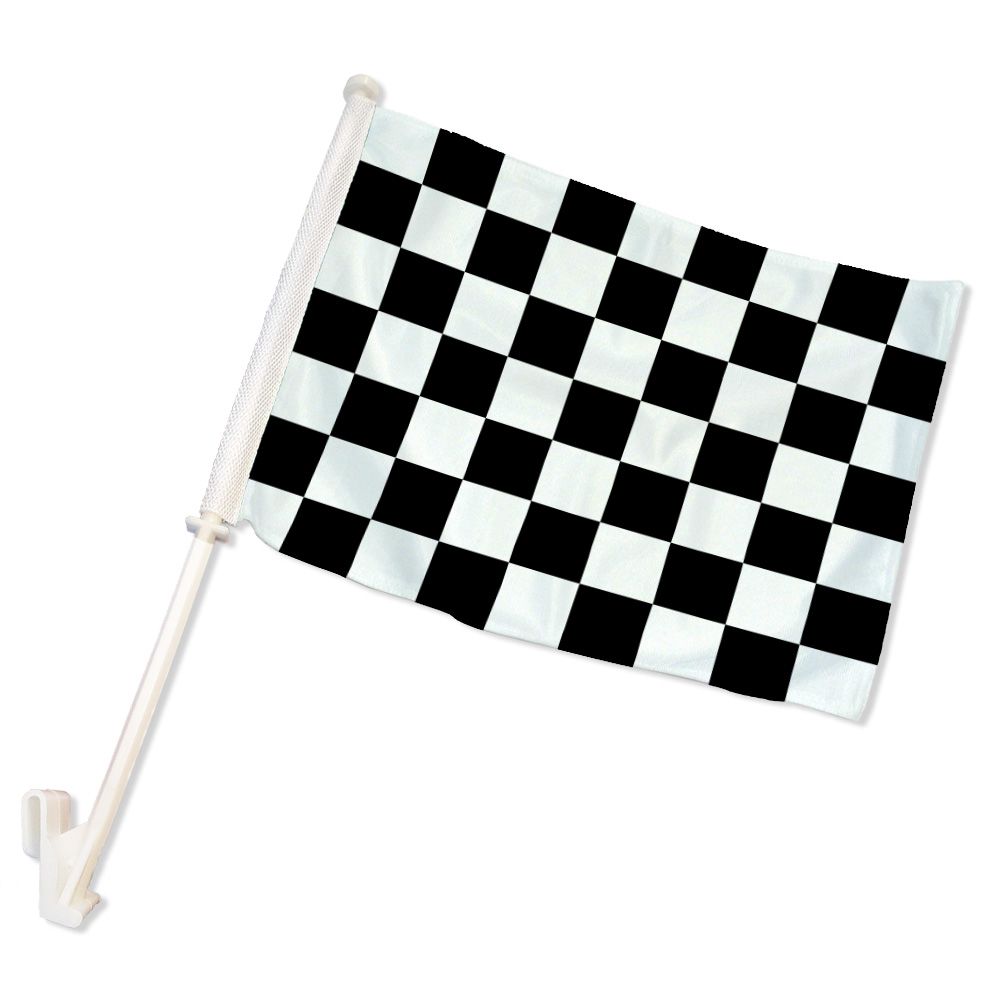 Dura-Star Black & White Checkered Double-Sided Car Flag