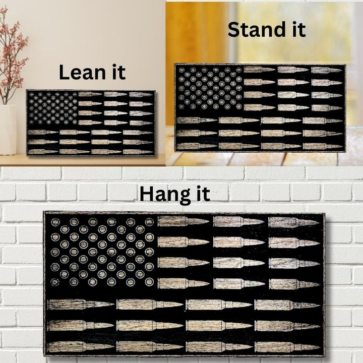 Ways To Display Bullet American Flag Laser Engraved Wooden Flag