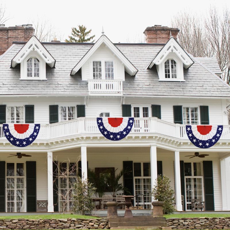 Patriotic Stars and Stripes Printed Half-Circle Bunting