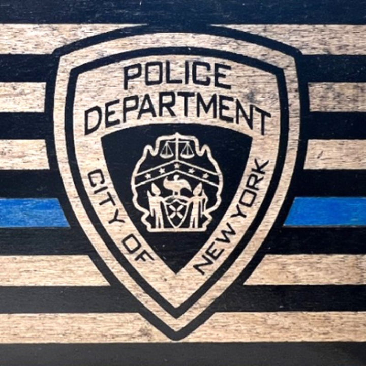 Close-Up of New York Police Dept Crest Flag