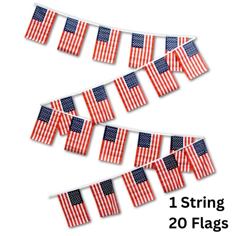 30ft String American Flag Set 