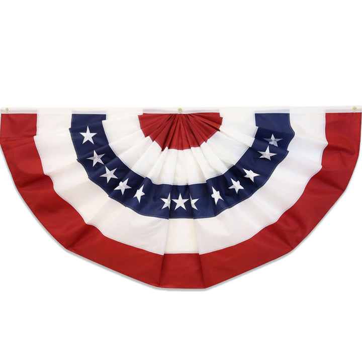 Dura-Star Patriotic Pleated Embroidered Bunting Half-Circle Flag 4x2 ft.