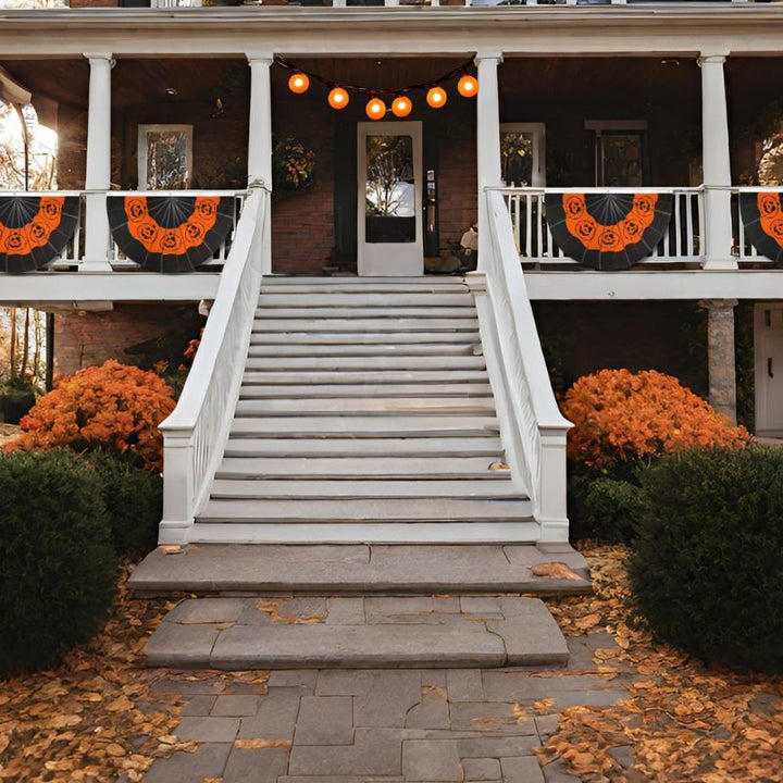 Halloween Pumpkin Printed Bunting Displayed on House