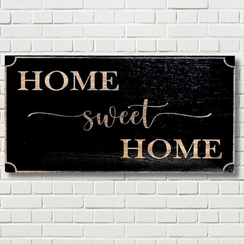 Home Sweet Home Laser Engraved Wooden Flag