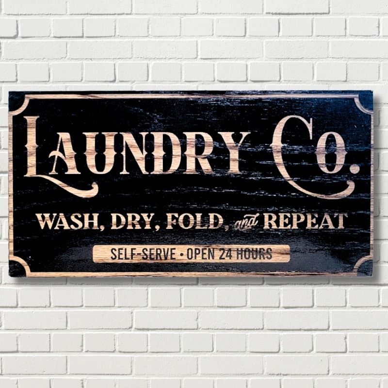 Laundry Co Laser Engraved Wooden Flag