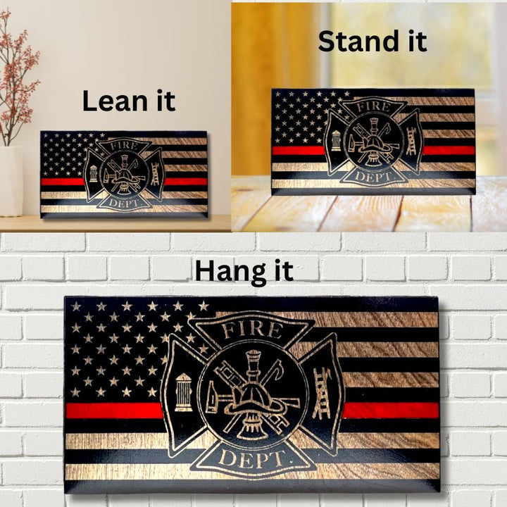 Ways to Display Maltese Thin Red Line Laser Engraved Wooden American Flag