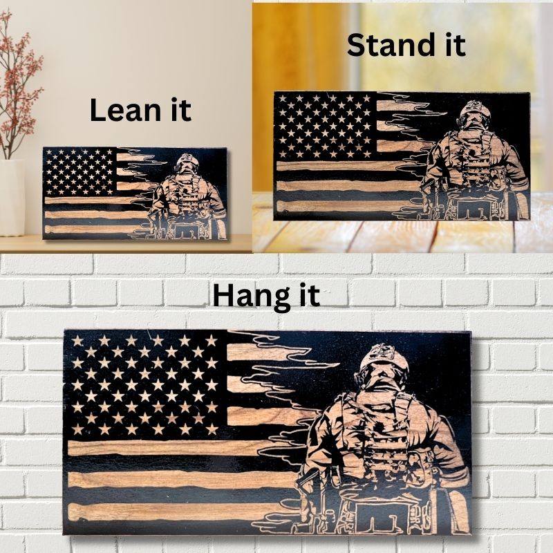 Ways to Display Biker Laser Engraved Wooden Flag