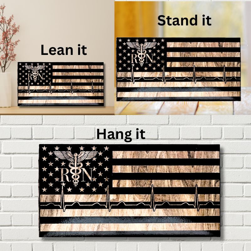 Ways to Display RN Laser Engraved Wooden American Flag