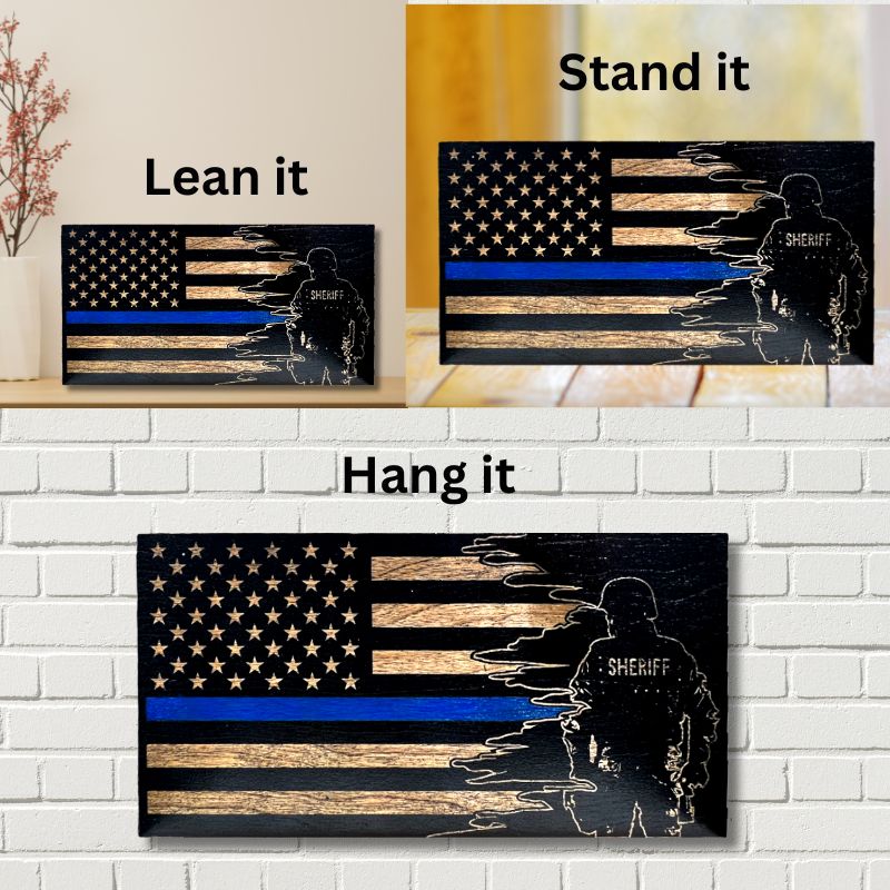 Ways to Display Sheriff Engraved Wooden American Flag