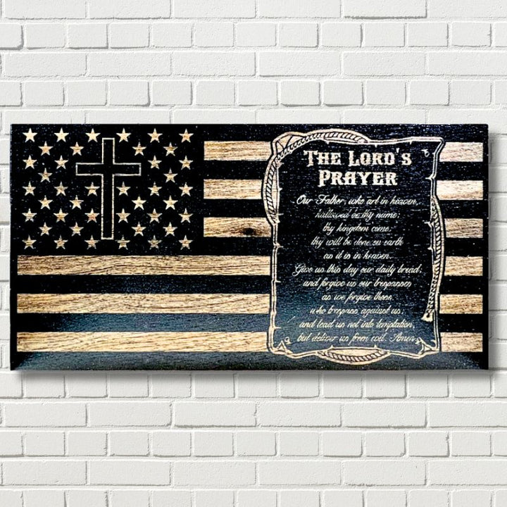 The Lord's Prayer Engraved Wooden American Flag