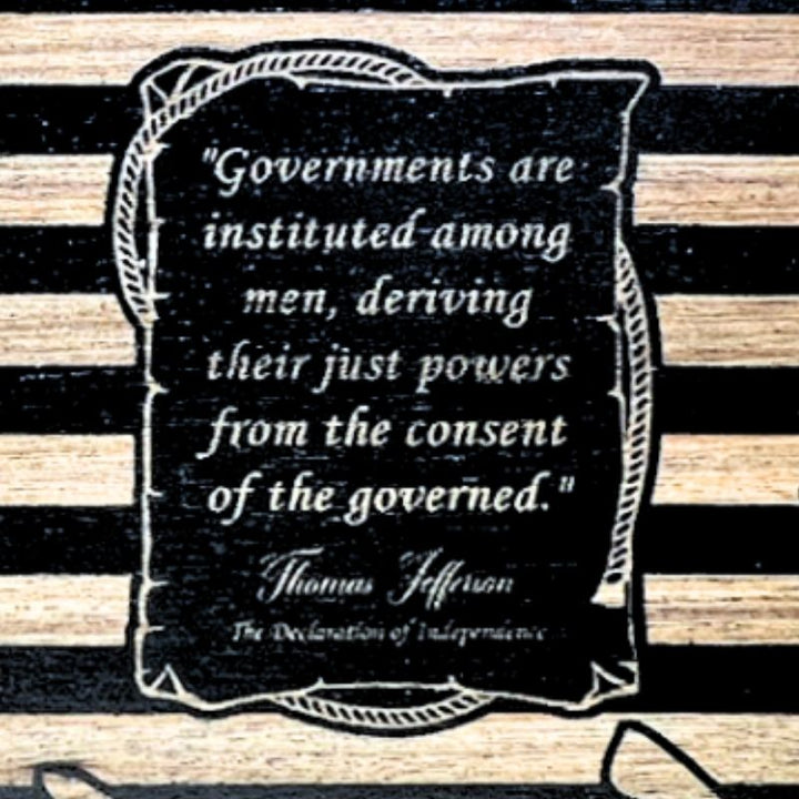 Close-Up of Thomas Jefferson Quote Laser Engraved