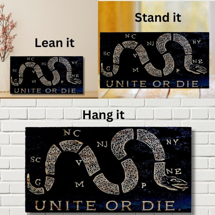 Ways to Display Unite or Die Engraved Wooden American Flag