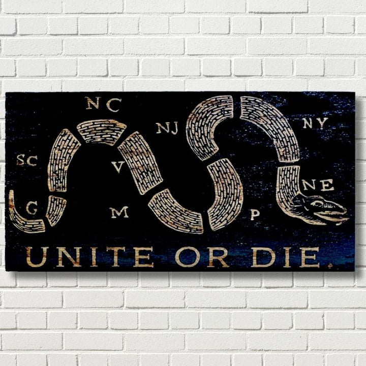 Unite or Die Engraved Wooden American Flag